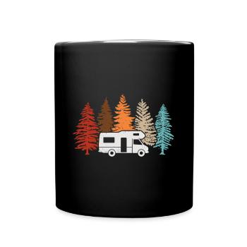 Camping RV Motorhome Camper Trees Forest - Full Colour Mug - black - Front