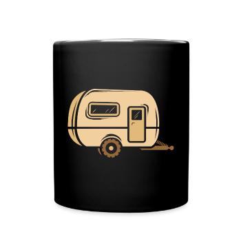 QEK Camping Car - Camper Vehicle in Cartoon Style - Full Colour Mug - black - Front