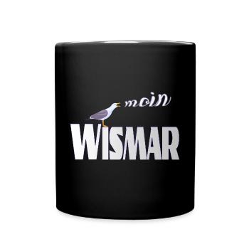 Wismar Möwe & Moin Ostsee - Tasse einfarbig - Schwarz - Vorne