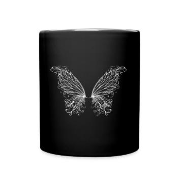 Wings, delicate white transparent - Full Colour Mug - black - Front