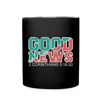 GOOD NEWS Bible Verse Gospel - Full Colour Mug - black - Front