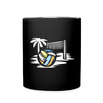 Volleyball am Strand - Beachvolleyball Symbol - Tasse einfarbig - Schwarz - Vorne