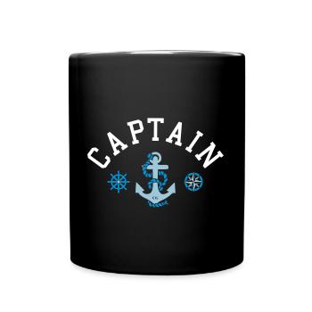 Captain Anker Steuer Kompass 3C - Tasse einfarbig - Schwarz - Vorne