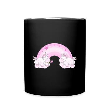 Licornes sur les nuages enamoured l'arc en ciel - Mug uni - noir - Devant