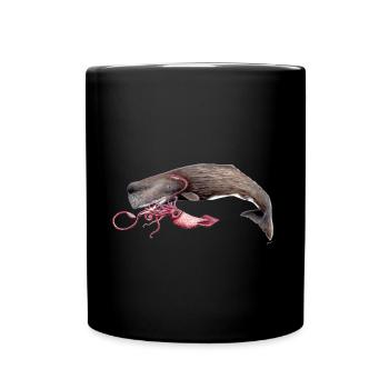 Mit Tintenfisch Pottwal - Pottwal - Cachalot - Tasse einfarbig - Schwarz - Vorne
