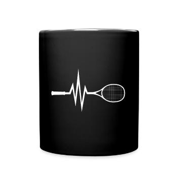 Mein Herz schlägt für Tennis - Ballsport Sport - Tasse einfarbig - Schwarz - Vorne