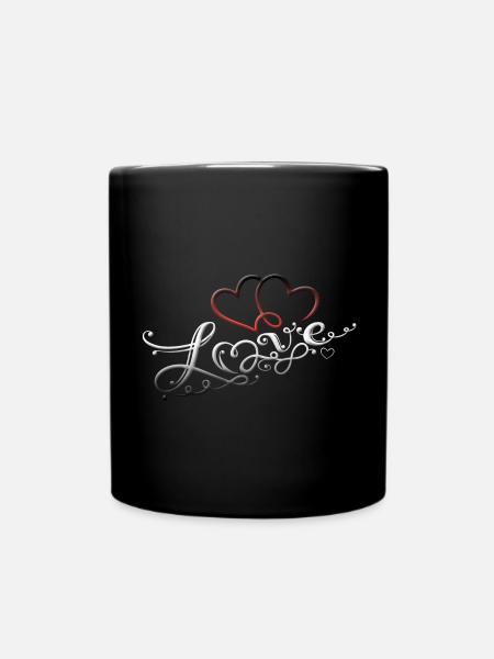 Deux cœurs avec le symbole de l'amour et de l'infini - Mug uni - noir