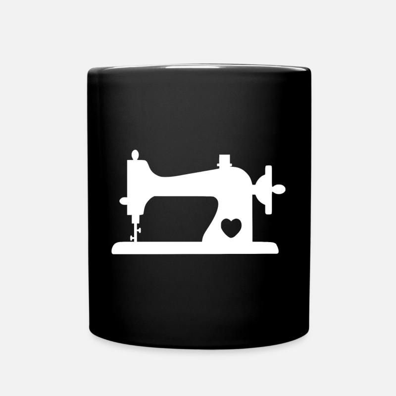 Nähmaschine mit Herz - Tasse einfarbig - Schwarz