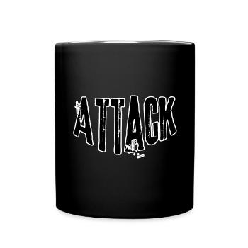 Angriffs-Grunge Schriftzug - Tasse einfarbig - Schwarz - Vorne