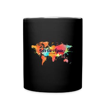 Let's Go Again Watercolor World Map - Full Colour Mug - black - Front