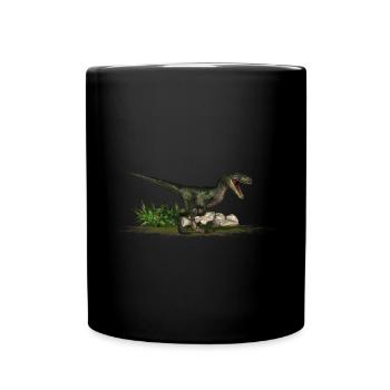 Velociraptor carnivorous dinosaur Dino - Full Colour Mug - black - Front