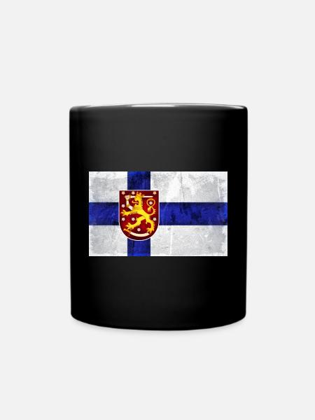 Suomen lippuleijona - Yksivärinen muki - musta