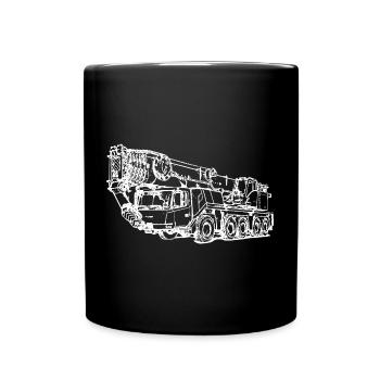 Mobilkran crane Kran 5 Achser weiß - Tasse einfarbig - Schwarz - Vorne