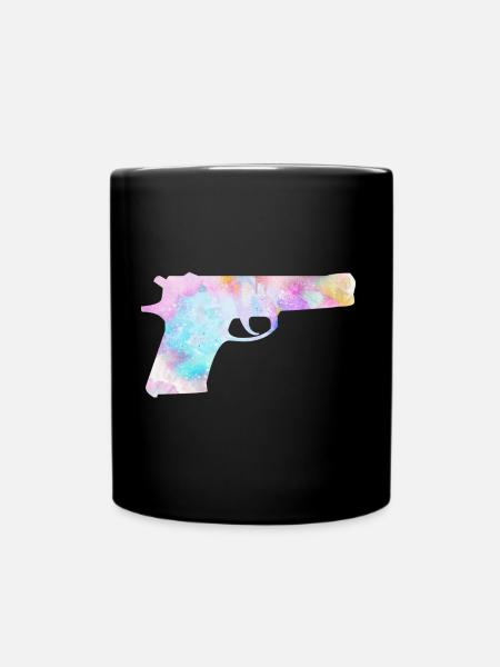 Bunte Waffe Pistole - Tasse einfarbig - Schwarz