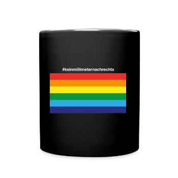 keinen millimeter nach rechts gegen recht fridays - Tasse einfarbig - Schwarz - Vorne