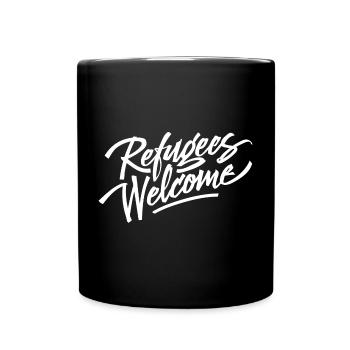 Refugees Welcome T-Shirt - Full Colour Mug - black - Front