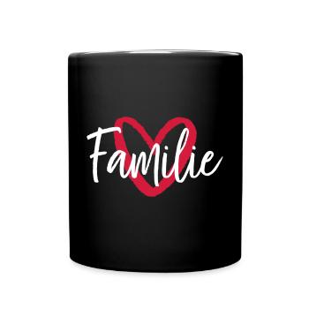 Familie Herz I Partnerlook Eltern Kinder - Tasse einfarbig - Schwarz - Vorne