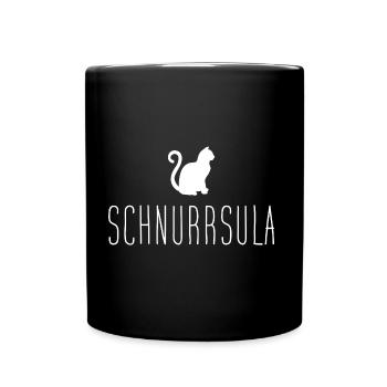 Schnurrsula – Katzen Ursula Lustiger Katzenname - Tasse einfarbig - Schwarz - Vorne