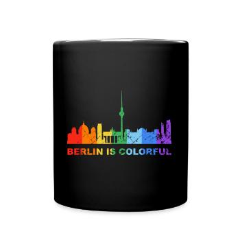 Berlin is colorful rainbow LGBT CSD Gay Pride - Full Colour Mug - black - Front