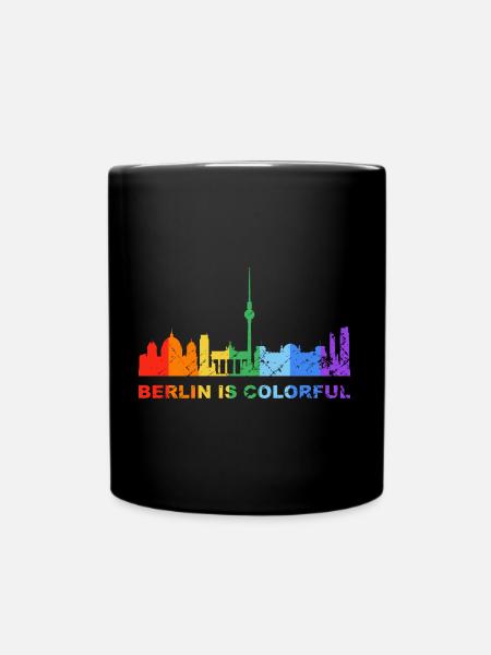 Berlin is colorful Regenbogen LGBT CSD Gay Pride - Tasse einfarbig - Schwarz