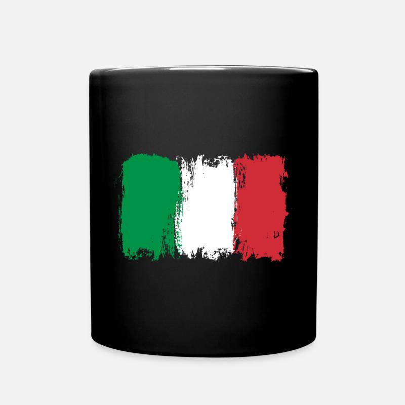 Pinselstriche der italienischen Flagge - Tasse einfarbig - Schwarz
