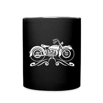 Moto vintage avec filigrane ornemental - Mug uni - noir - Devant
