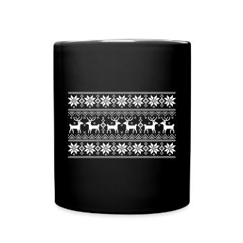 Merry Christmas pattern 1 (dark) - Full Colour Mug - black - Front