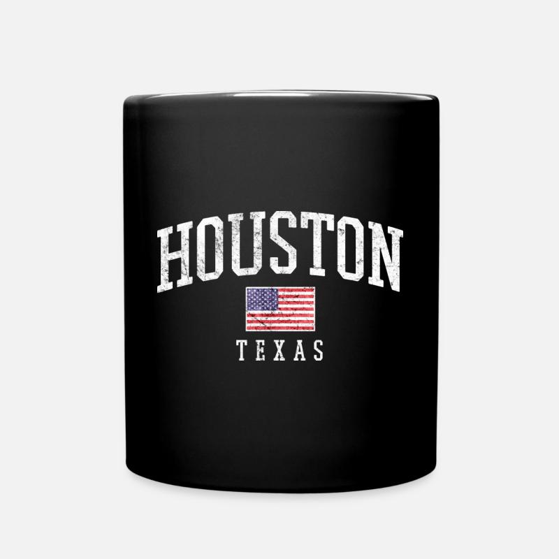 Houston Texas Vintage Flag - Tasse einfarbig - Schwarz