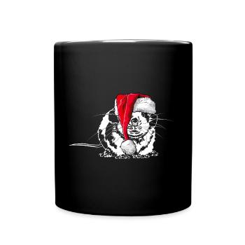 Santa RATTE Weihnachten Ratte Maus Wilsigns - Tasse einfarbig - Schwarz - Vorne