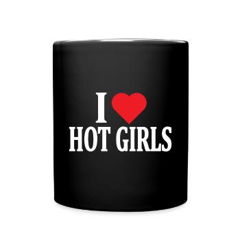 I love hot girls t-shirt design nice gift idea - Full Colour Mug - black - Front