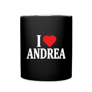 T-Shirt I love Andrea T-Shirt Geschenkidee - Tasse einfarbig - Schwarz - Vorne