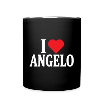 T-Shirt I love Angel T-Shirt Geschenkidee - Tasse einfarbig - Schwarz - Vorne