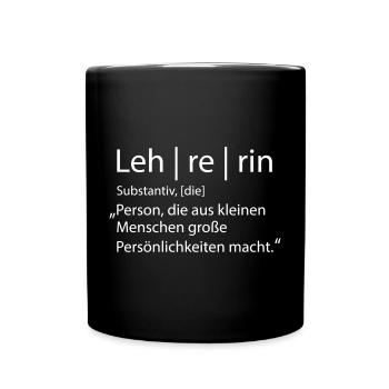 Lehrerin - Tasse einfarbig - Schwarz - Vorne