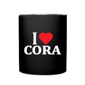 T-Shirt Ich liebe Cora T-Shirt Geschenkidee - Tasse einfarbig - Schwarz - Vorne
