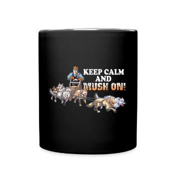 Schlittenhunde und Schlitten fahren - Tasse einfarbig - Schwarz - Vorne