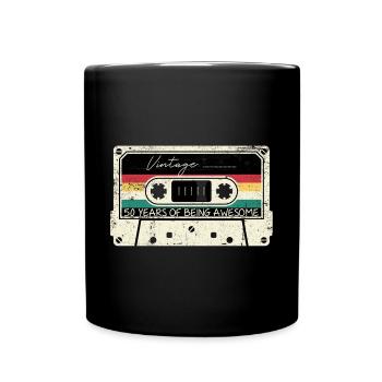 Vintage Cassette 50 Years of Awesome - Full Colour Mug - black - Front