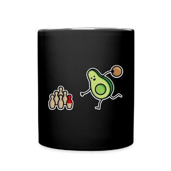 Lustige Avocado Bowling, Bowler, kegeln, Kegler - Tasse einfarbig - Schwarz - Vorne