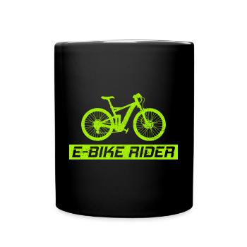 E-Bike Electric-Bike E-Cyclist Bicycling Rider - Full Colour Mug - black - Front