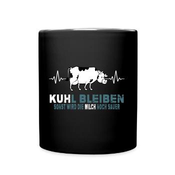 landleben cool kuhl bleiben kuh bauernhof - Tasse einfarbig - Schwarz - Vorne