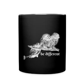 owl,be different, owls, branches, clumsy - Full Colour Mug - black - Front