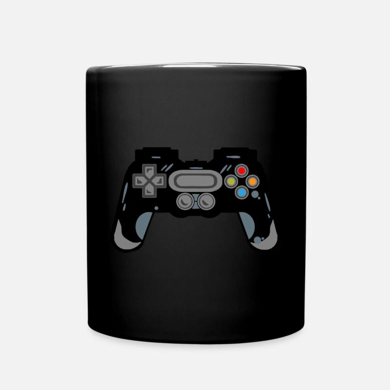 Retro Controller Silhouette - Full Colour Mug - black