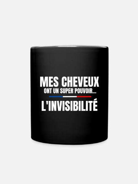 homme humour, cheveux, super pouvoir, chauve - Mug uni - noir