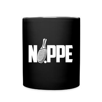 Tischtennis Noppe Design mit Tischtennisschläger - Tasse einfarbig - Schwarz - Vorne