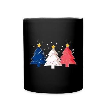 Joyeux Noël Weihnachtsbäume Frankreich Flagge - Tasse einfarbig - Schwarz - Vorne
