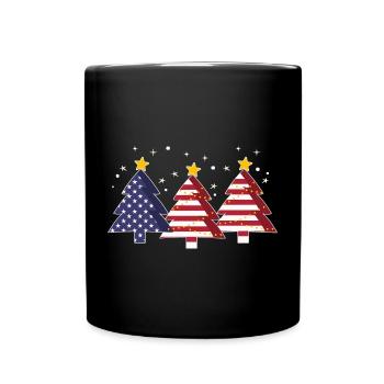 Arbres de Noël Amérique Drapeau des États-Unis - Mug uni - noir - Devant