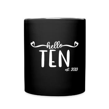 10e anniversaire enfants filles 10 hello ten est. 2013 - Mug uni - noir - Devant