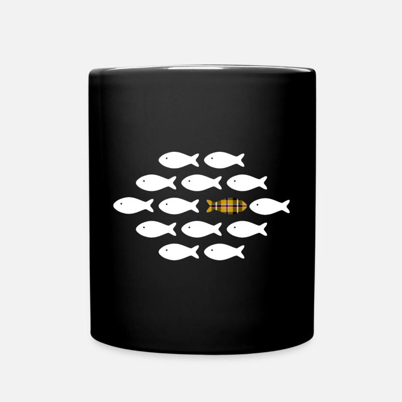 Cornish fish swim their own way - Full Colour Mug - black