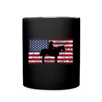 Cowboy Riding USA Horse Gift Idea Cool Men - Full Colour Mug - black - Front