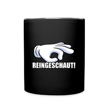 reingeschaut comic hand Spiel hauen - Tasse einfarbig - Schwarz - Vorne