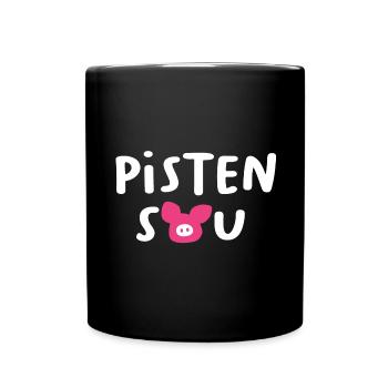 Pistensau Schwein Handschrift Après-Ski Skiurlaub - Tasse einfarbig - Schwarz - Vorne